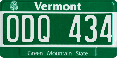 VT license plate ODQ434
