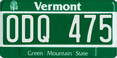 VT license plate ODQ475