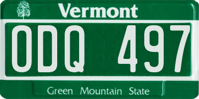 VT license plate ODQ497