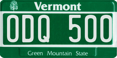 VT license plate ODQ500