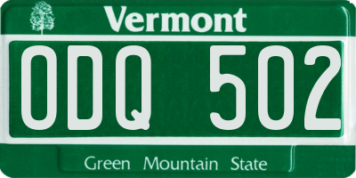 VT license plate ODQ502