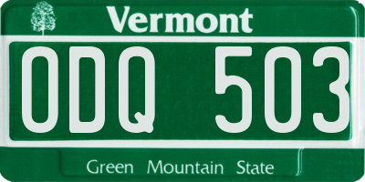 VT license plate ODQ503