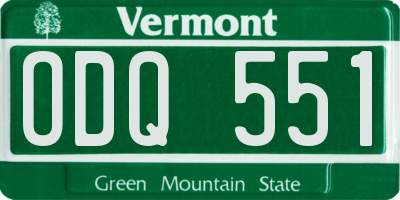VT license plate ODQ551