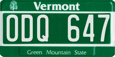 VT license plate ODQ647