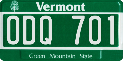 VT license plate ODQ701