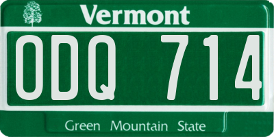 VT license plate ODQ714