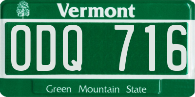 VT license plate ODQ716