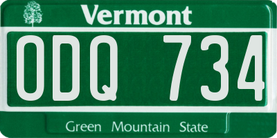 VT license plate ODQ734