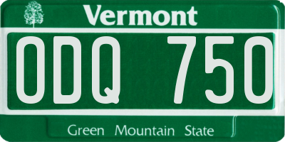 VT license plate ODQ750
