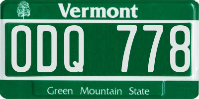 VT license plate ODQ778