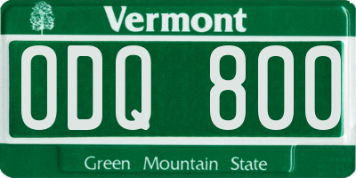 VT license plate ODQ800