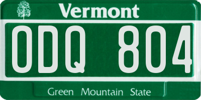 VT license plate ODQ804