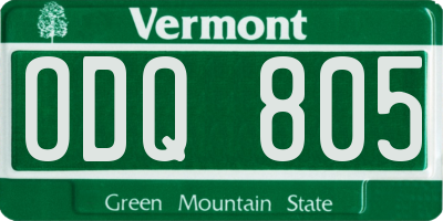 VT license plate ODQ805