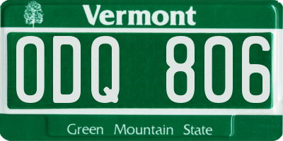VT license plate ODQ806