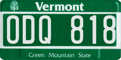 VT license plate ODQ818
