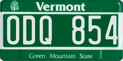 VT license plate ODQ854