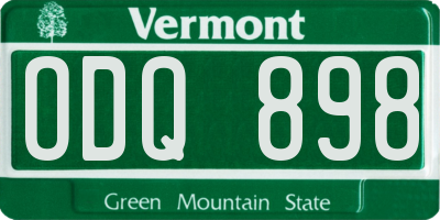 VT license plate ODQ898