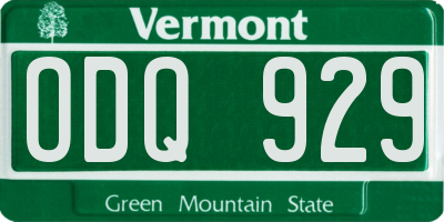 VT license plate ODQ929