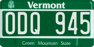 VT license plate ODQ945