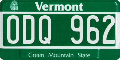 VT license plate ODQ962