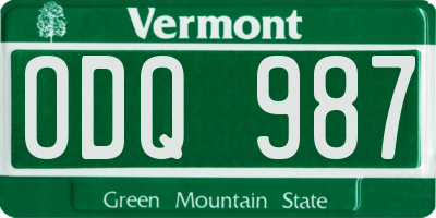 VT license plate ODQ987