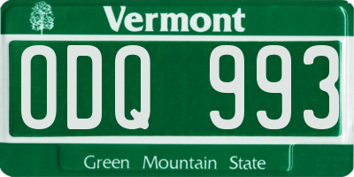 VT license plate ODQ993