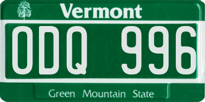 VT license plate ODQ996