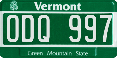 VT license plate ODQ997