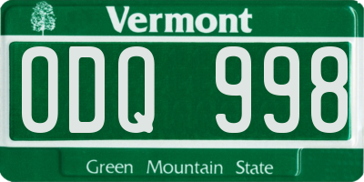 VT license plate ODQ998
