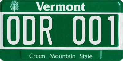 VT license plate ODR001