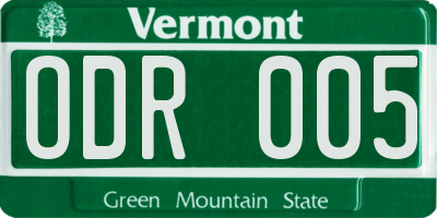 VT license plate ODR005