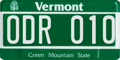 VT license plate ODR010