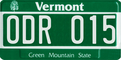 VT license plate ODR015