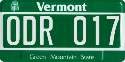 VT license plate ODR017
