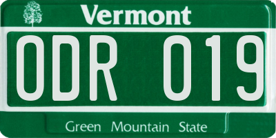 VT license plate ODR019