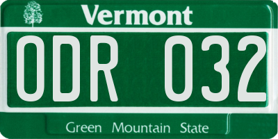 VT license plate ODR032