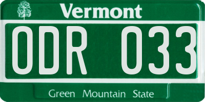 VT license plate ODR033
