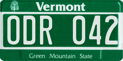 VT license plate ODR042