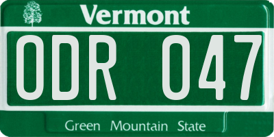 VT license plate ODR047