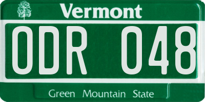 VT license plate ODR048