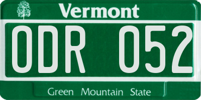VT license plate ODR052