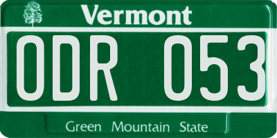 VT license plate ODR053