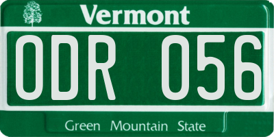 VT license plate ODR056