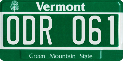 VT license plate ODR061