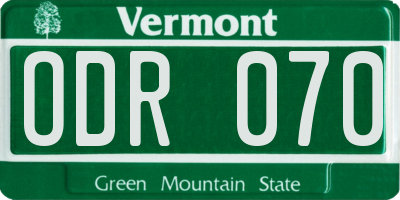 VT license plate ODR070