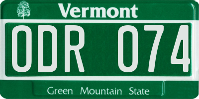 VT license plate ODR074