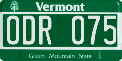 VT license plate ODR075