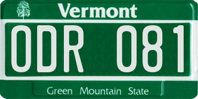 VT license plate ODR081