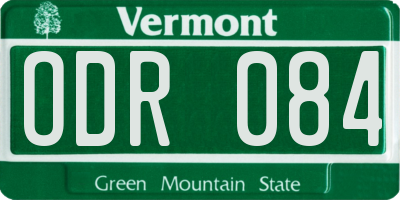 VT license plate ODR084
