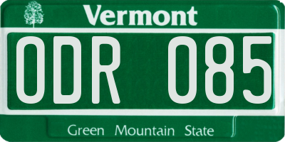 VT license plate ODR085